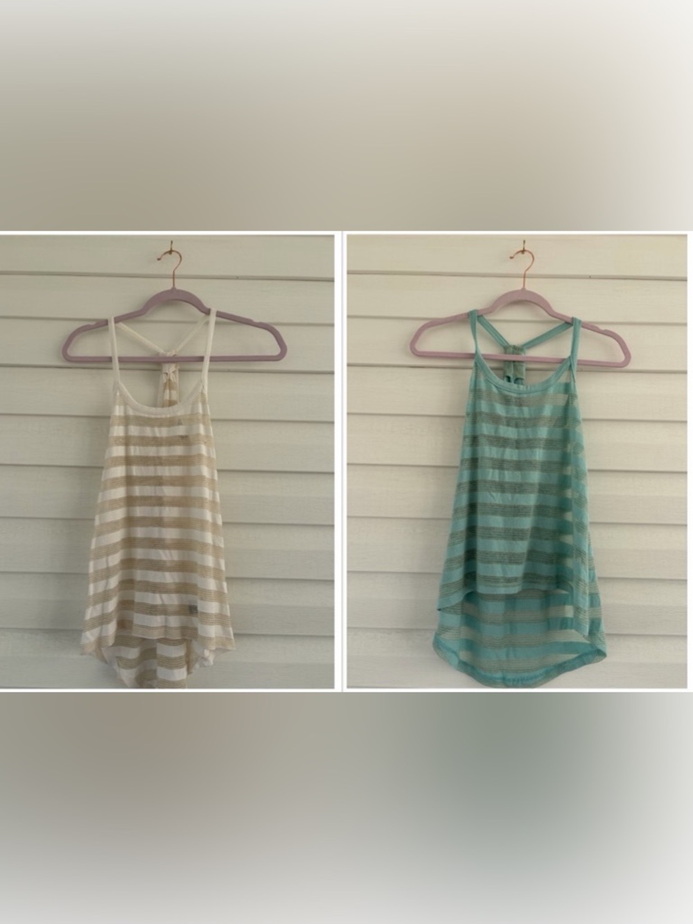 Lot of 2 Charlotte Russe XS Striped High Low Tank Tops Sheer Knit Bundle